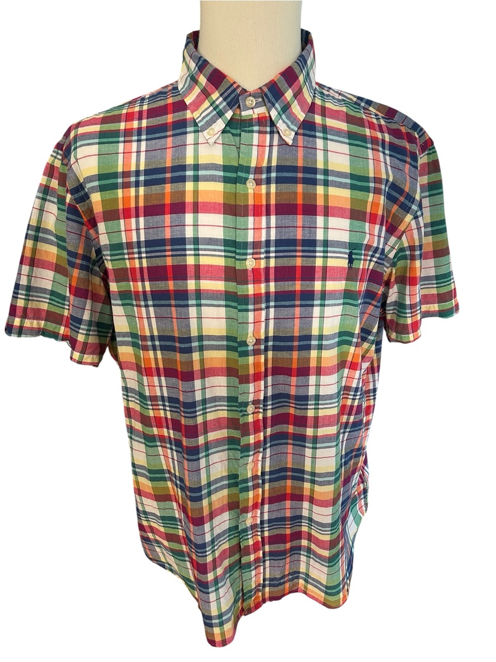 RALPH LAUREN Authentic Indian Madras Plaid Short Sleeve Button Down Shirt XL - Picture 3 of 11